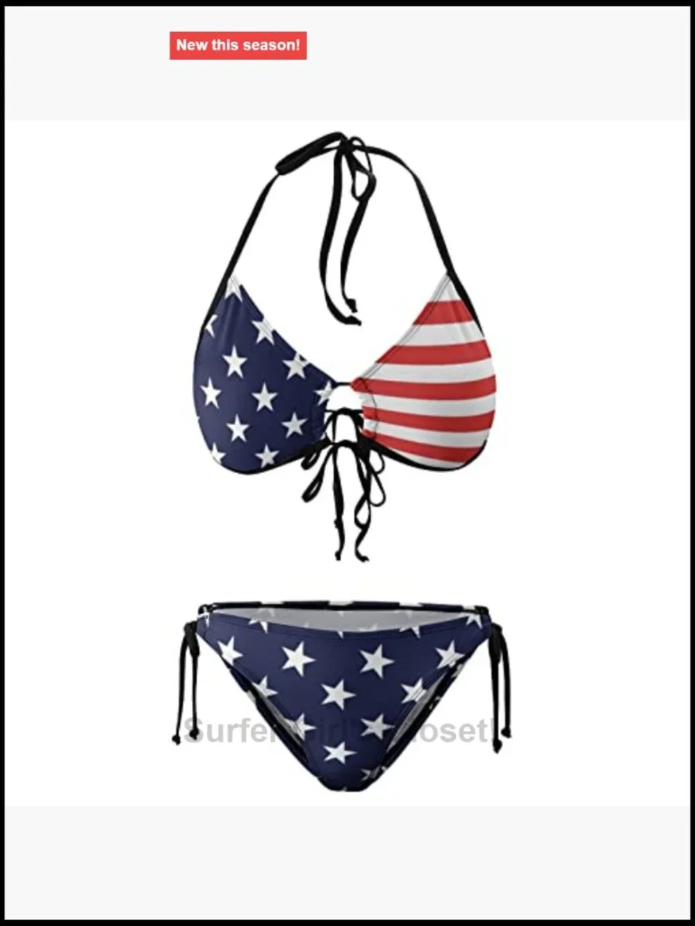 Halter Triangle Bikini Set with Tie Side Bottoms, High Quality Stretchy Fabric,